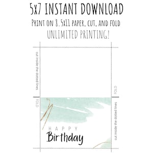 Printable Birthday Card / Happy Birthday / Instant Download / 5x7 ...