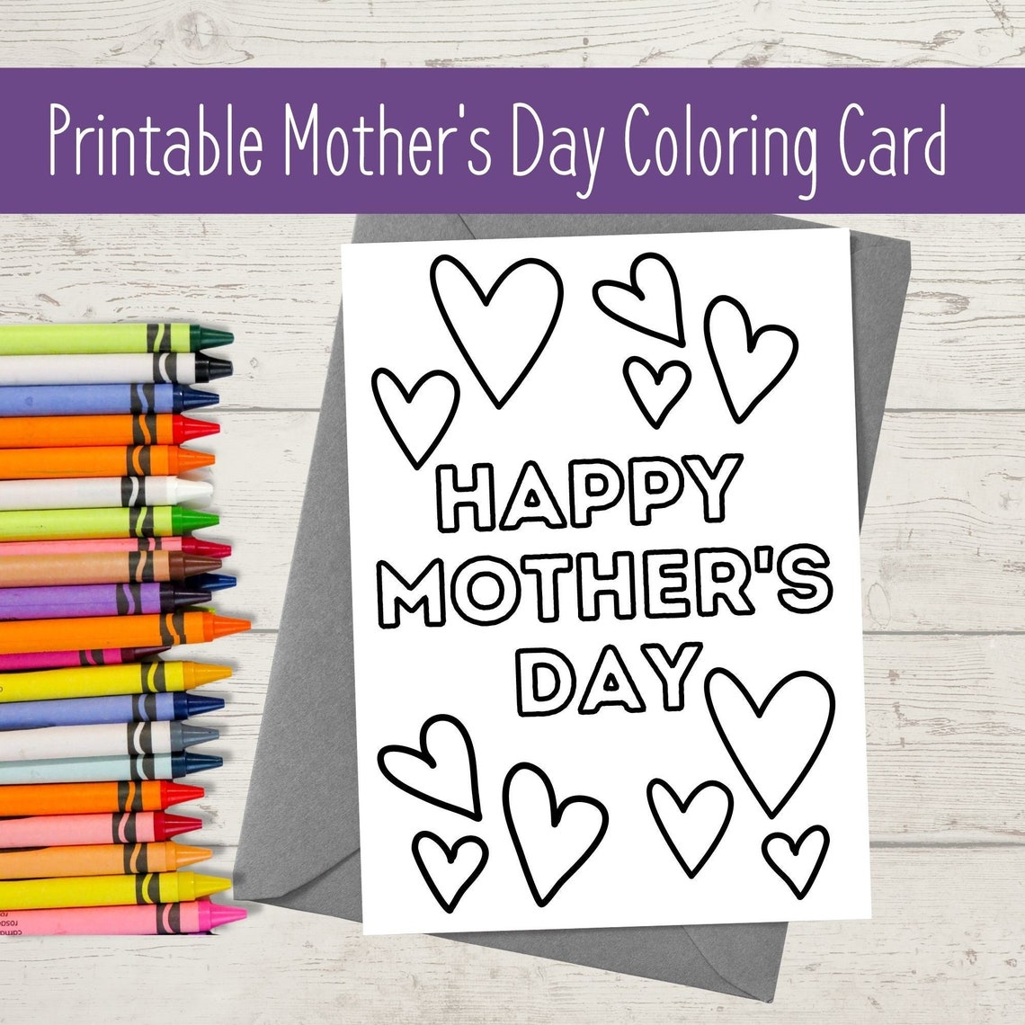 Printable Mother's Day Coloring Card / Happy Mother's Day / Instant Download / 5x7 Digital ...