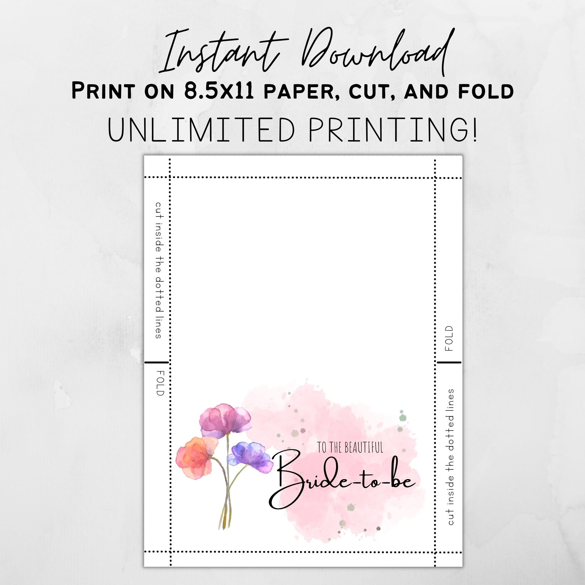 Printable Bridal Shower Card / to the Beautiful Bride Card / Instant ...