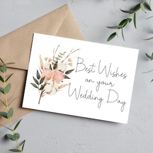 Afdrukbare trouwkaart / beste wensen voor uw bruiloft / Instant Download / 5 x 7 digitale wenskaart / bruiloft PDF