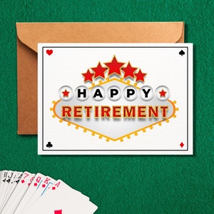 Cartão de aposentadoria para impressão / Aposentadoria feliz / Cassino / Download instantâneo / Cartão comemorativo digital 5x7 / PDF de aposentadoria / PDF de cassino