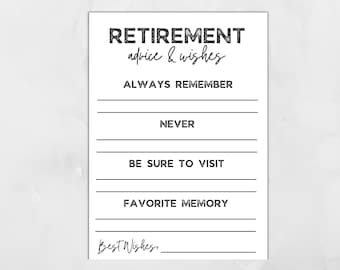 Printable Retirement Advice and Wishes Card / Happy Retirement / Instant Download / 5x7 Digital Retirement Card / Retirement PDF