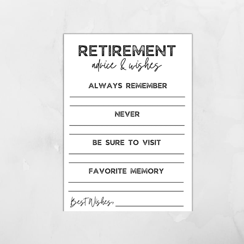 Printable Retirement Advice and Wishes Card / Happy Retirement