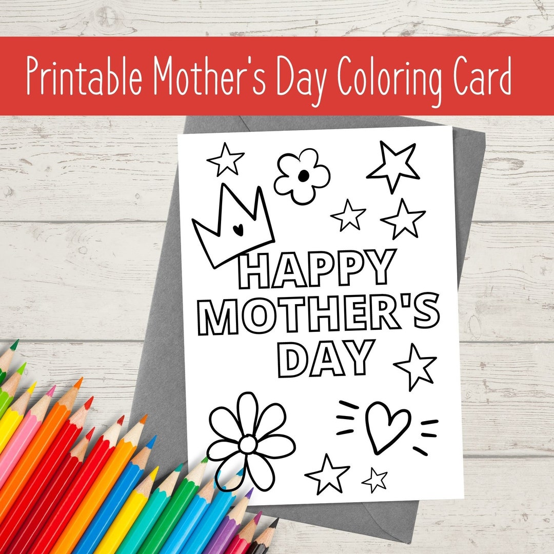 Printable Mother's Day Coloring Card / Happy Mother's - Etsy
