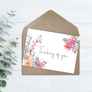 Carte imprimable en pensant à vous / Get Well Card / Téléchargement instantané / Carte de vœux imprimable 5 x 7 / En pensant à vous PDF