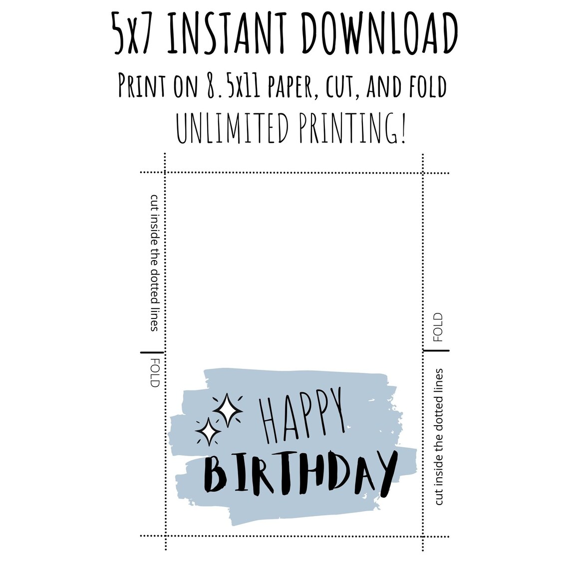 Printable Birthday Card / Instant Download / 5x7 Digital Greeting Card ...