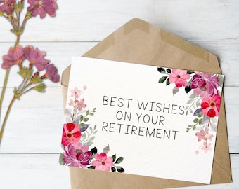 Printable Retirement Card / Best Wishes on your Retirement / Instant Download / 5x7 Digital Greeting Card / Retirement PDF