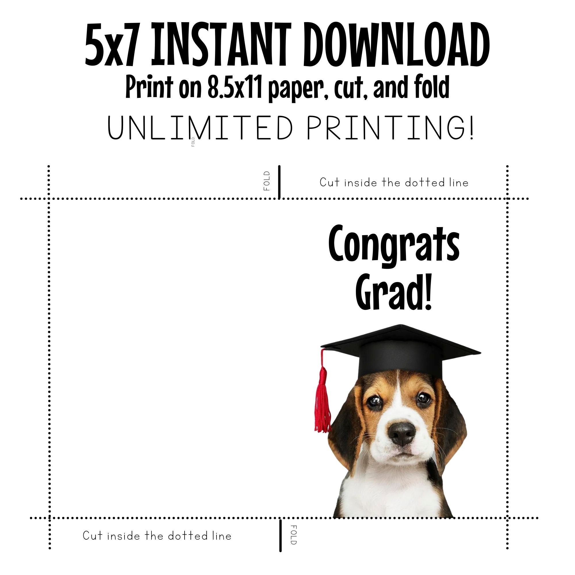 Printable Congrats Grad Card / Instant Download / 5x7 Digital Greeting ...