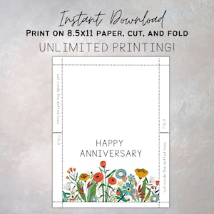 Printable Anniversary Card / Happy Anniversary / Instant Download / 5x7 ...