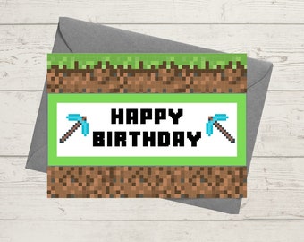 minecraft birthday card etsy