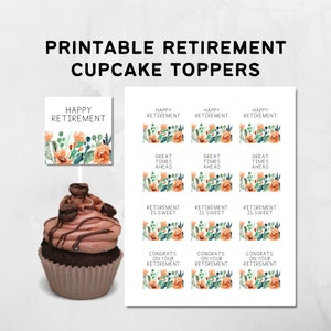Printable Retirement Cupcake Toppers / Instant Download / Retirement PDF / Cupcake Toppers PDF