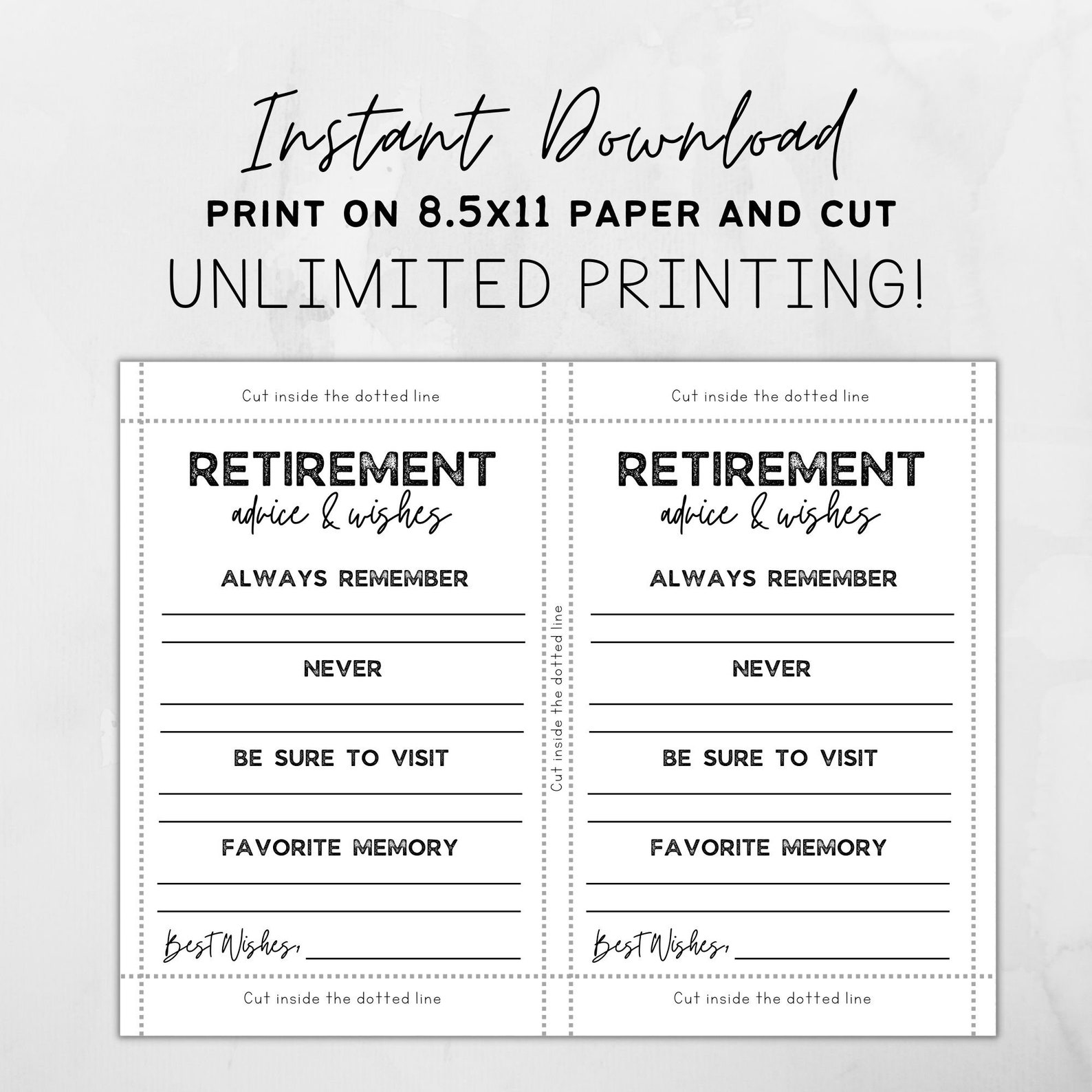Printable Retirement Advice and Wishes Card / Happy Retirement