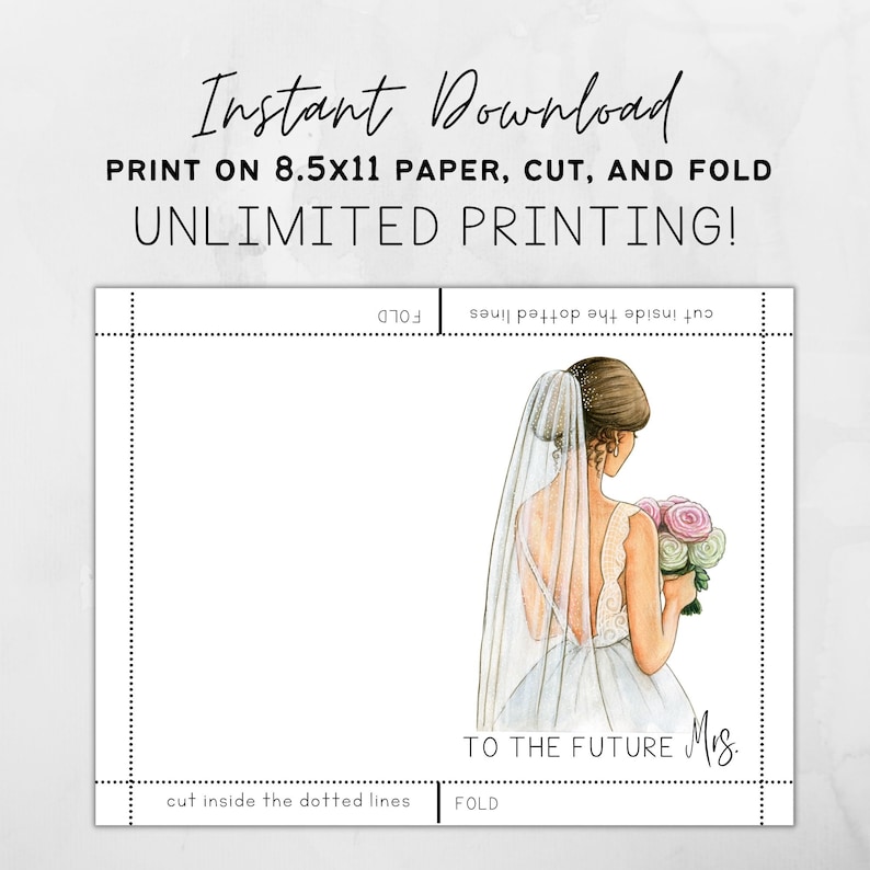 Printable Bridal Shower Card / to the Future Mrs. Card / Etsy