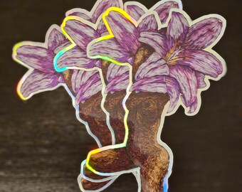 Naked Ladies (Amaryllis Belladonna) - Sticker of Hand Embroidery