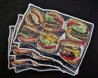 Hamburgers - Sticker of Hand Embroidery