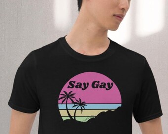 Say Gay Shirt | Pride Shirt | LGBTQ Shirt | 100% Gewinn gespendet GLSEN | Gleichheitsshirt | LGBTQ Shirt | Ally Shirt | Vintage Sun Gay Geschenk Shirt