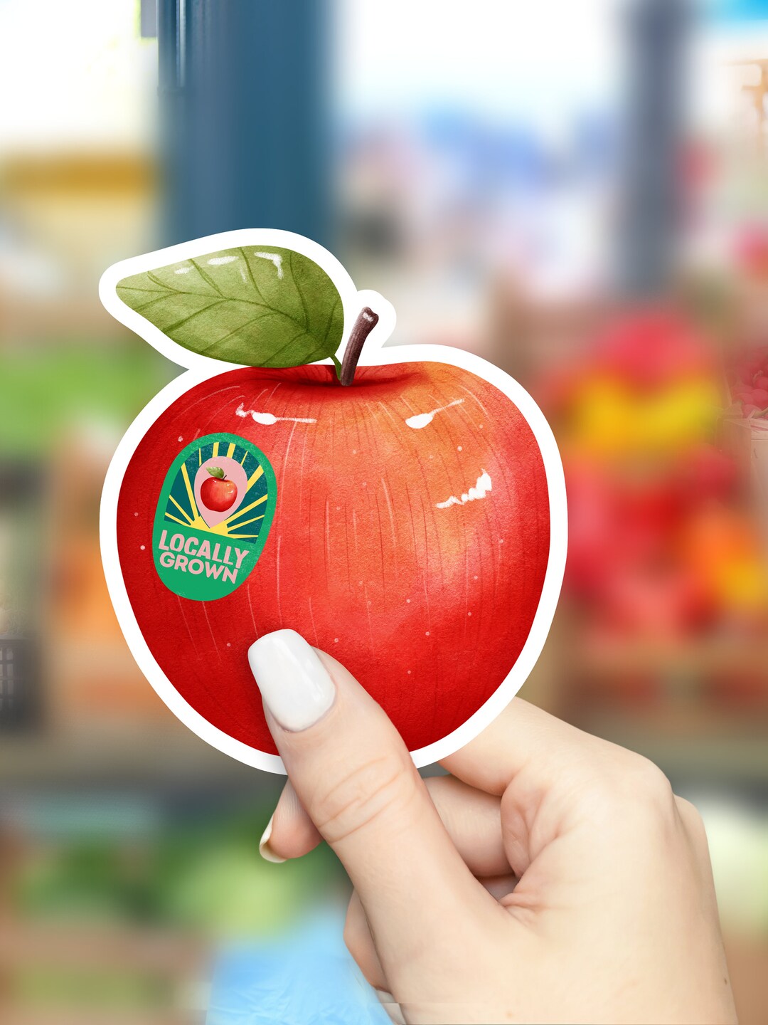 Support Farmers, Locally Grown Apple, Vinyl Decal, Cute Sticker, Laptop ...