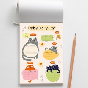 Blocco note giornaliero per neonati a tema animali, confezione da 2 (8x5"), diario giornaliero per neonati, diario per neonati, diario per neonati, diario per allattamento, diario per tata, diario per babysitter, diario per la cura del bambino