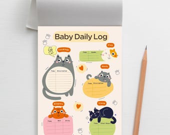 Animal Baby Daily Log Notepad: Infant Tracker, Nanny & Newborn Care (2 Pack)