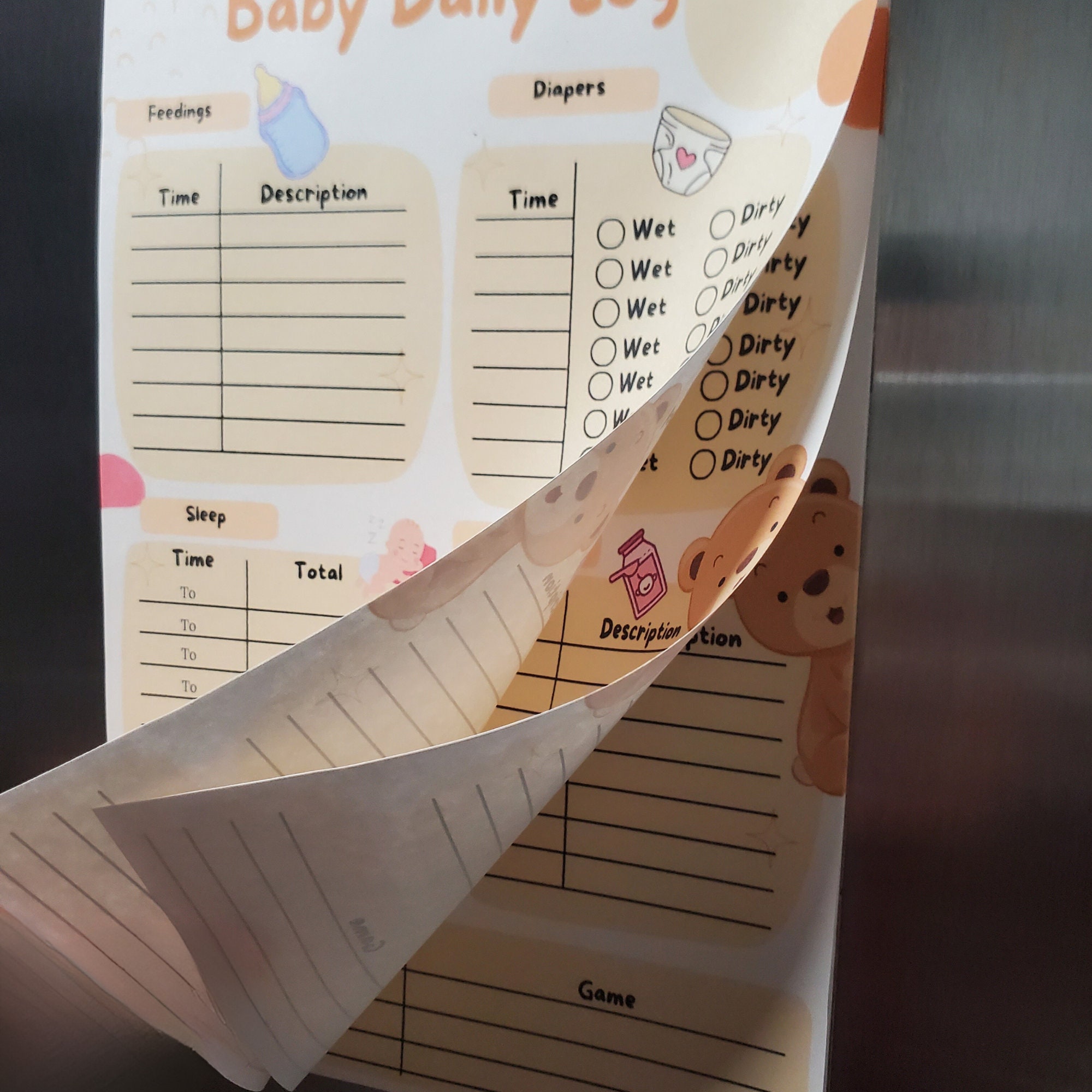 Magnetic Baby Daily Log Notepad: Infant Tracker, Nanny Babysitter Log ...