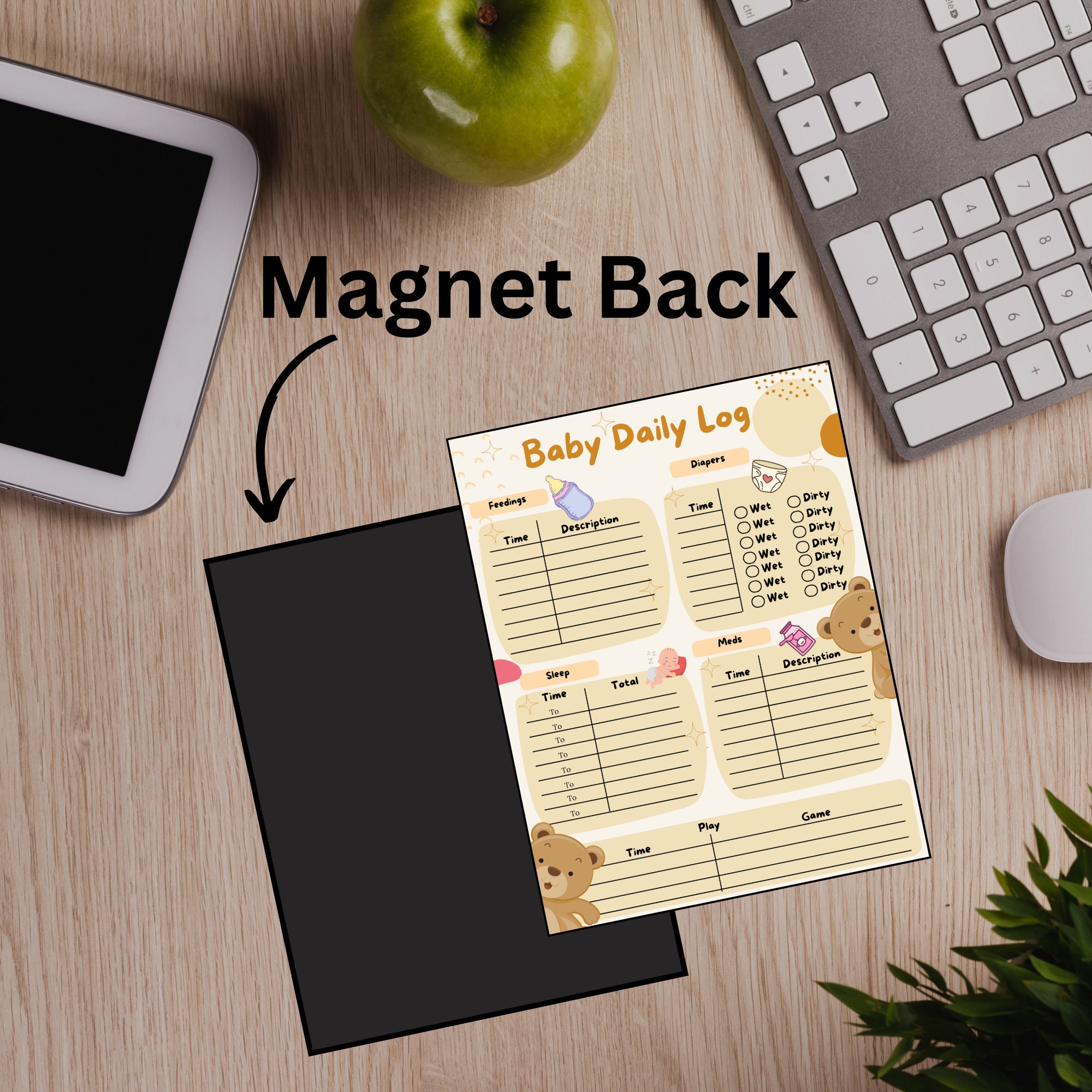 Magnetic Baby Daily Log Notepad: Infant Tracker, Nanny Babysitter Log ...