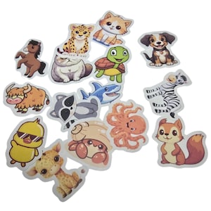 Cute animal stickers, 30 random design vinyl stickers pack, waterproof and durable stickers, featuring adorable cartoon characters stickers.