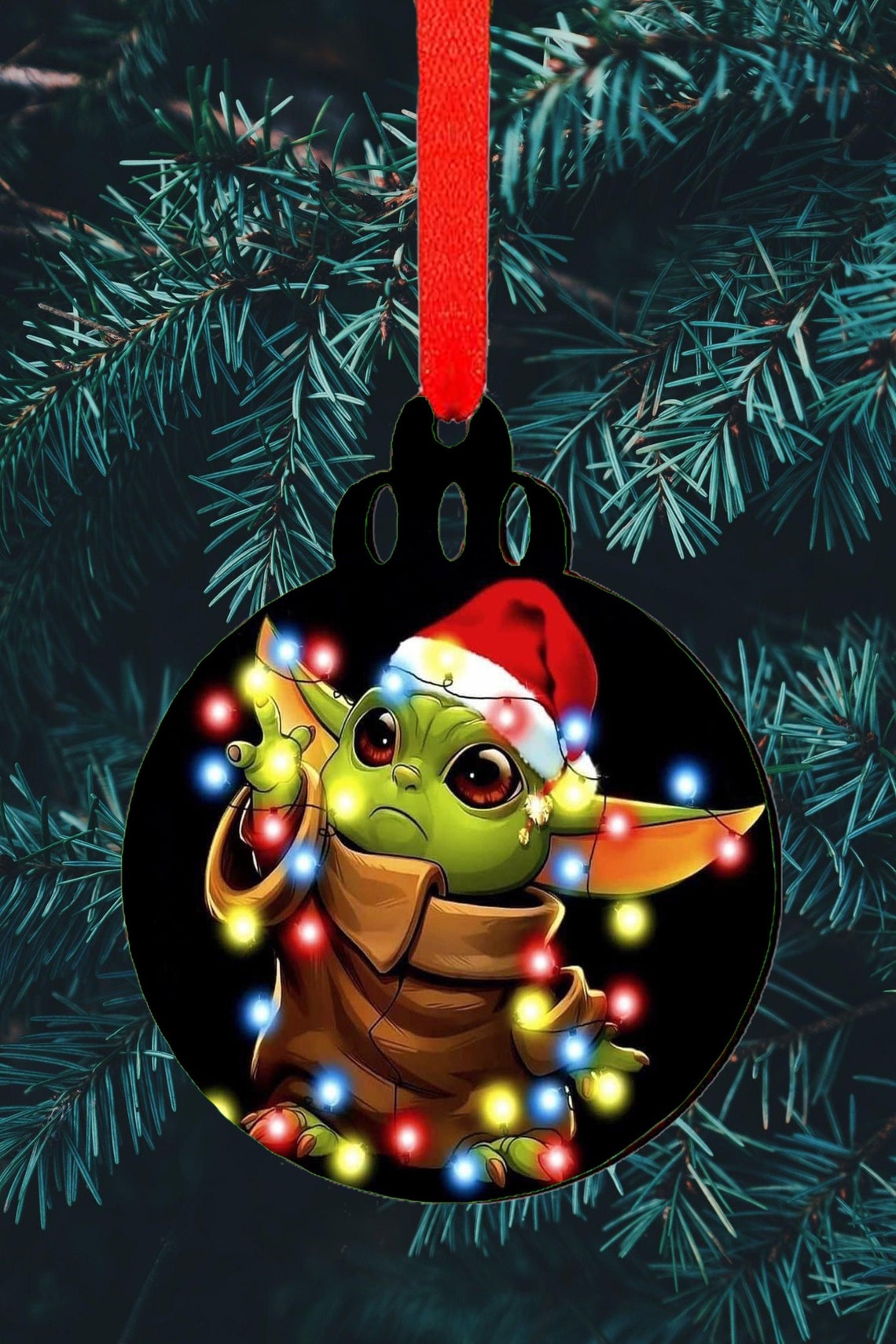 Baby Yoda Grogu Christmas Lights Ornament Etsy