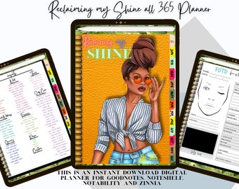Black Girl Digital Planner, Hyperlinked African American Goodnotes Planner, Girl Boss Digital Planner, Undated Black Girl Magic Planner.