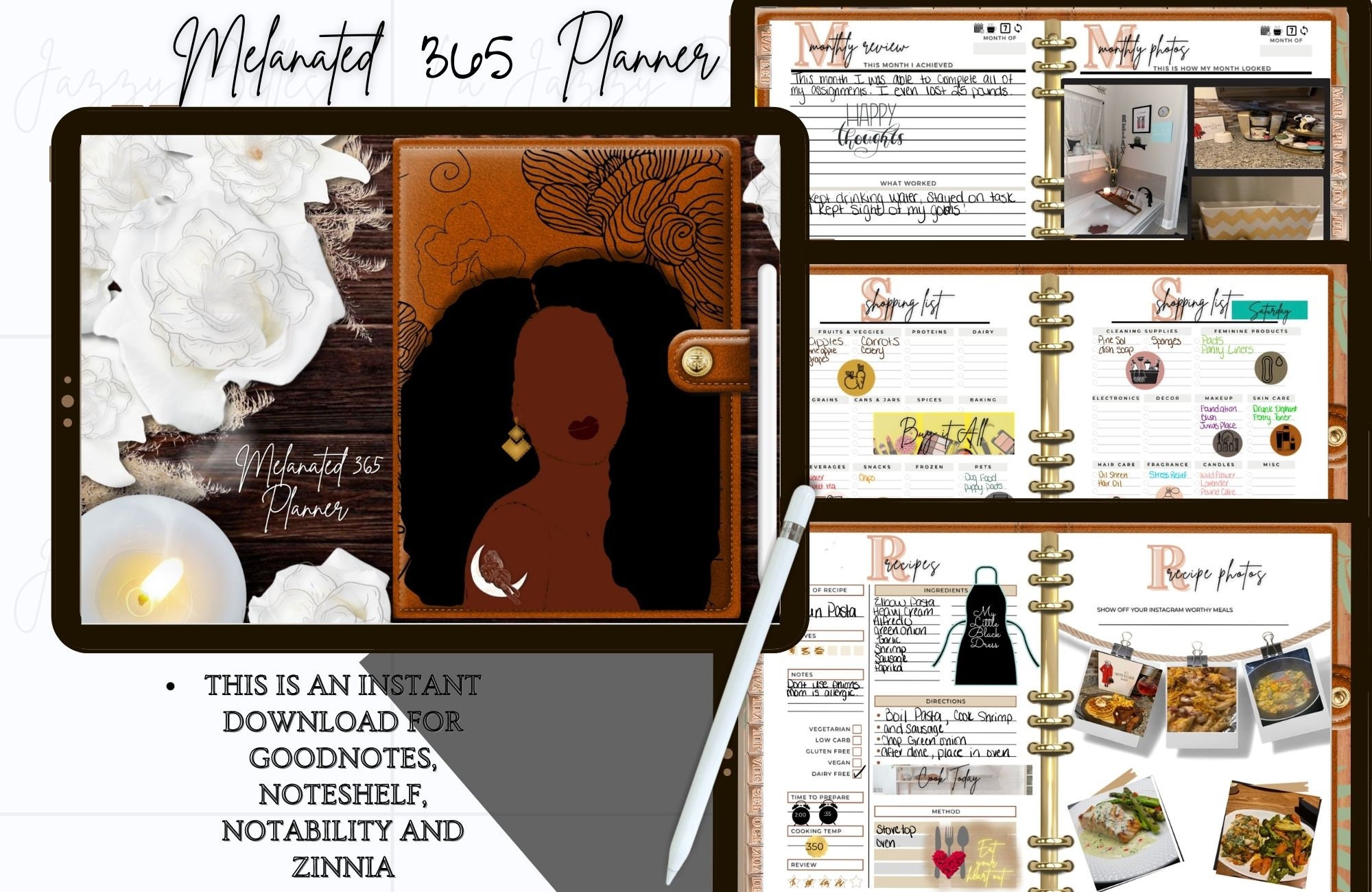 Black Girl Digital Sticker for GoodNotes Planner, (2039227)