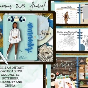 Black Girl Digital Journal Goodnotes Planner Undated Aquarius planner Xodo Planner Notability template Noteshelf Journal Black Girl Magic