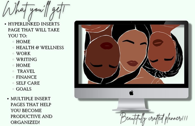 Black Girl Digital Planner Goodnotes Planner Odaterad Digital planerare Xodo Planner Notability-mall Noteshelf Journal Black Girl Magic. bild 3
