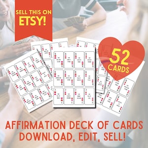 Editable PLR Positive Affirmation Cards Deck Template - Inspirational Daily Affirmations - Self-Care, Mindfulness, and Empowerment
