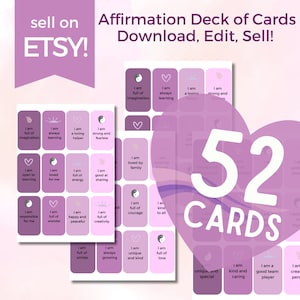 Modèle modifiable de jeu de cartes d'affirmations positives du DPP - Affirmations quotidiennes inspirantes - Prendre soin de soi, pleine conscience et émancipation