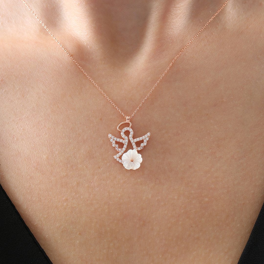 Tiny Angel Necklace Sterling Silver Angel Necklace Dainty Etsy