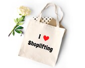 I Heart Shoplifting Tote Bag; Canvas Tote; Funny Totebag; Sarcastic Tote bag; Original Tote Bag; Unique Tote Bag; Humorous Tote Bag