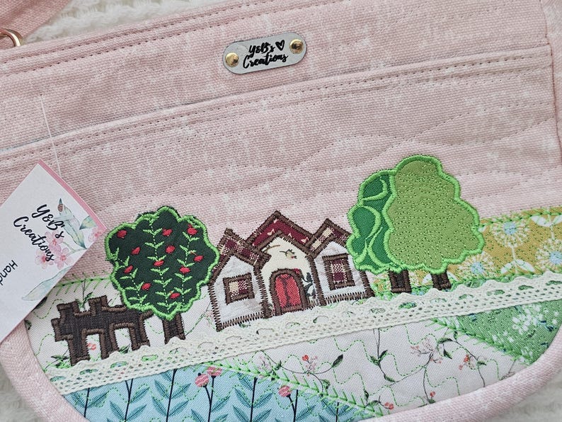 Quilted crossbody bag | handmade quilted applique purse | unique item | accessories image 6