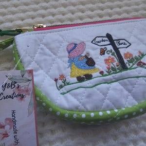 Embroidered quilted pouch | Embroidered and quilted details | Quilted patchwork pouch | Made to Order | accessories