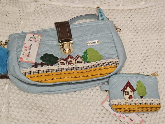 Quilted shoulder bag | handmade quilted applique purse | unique item | accessories