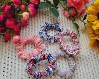 Cotton scrunchie sets | small handmade scrunchies | Three different sets