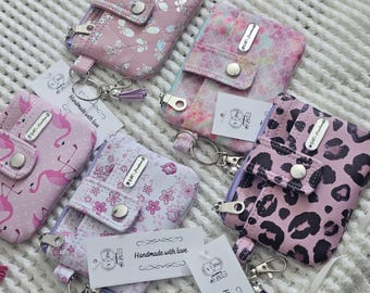 Vinyl Quilted coin/card purse | small coin purse with outer snap pocket | travel bag | unique | accessories