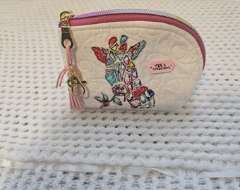 Asymmetric quilted pouch | Applique and embroidered details | Quilted patchwork coin purse | Made to Order | Customizable | accessories