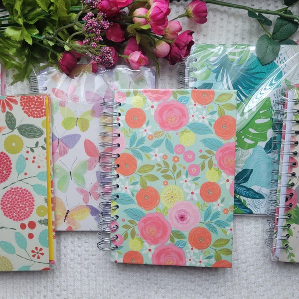 Handmade notebooks | 8.5x6.5" | spiral notebooks | cover designs recycled | upcycled