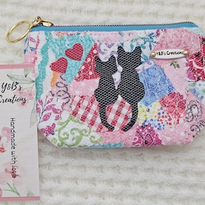 Patchwork quilted small pouch | Keychain pouch | accessory | made with leftover fabrics | upcycled