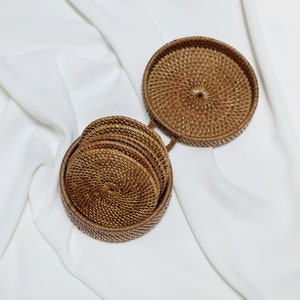 Handmade Round Rattan Coaster / Set of 6 Wicker Coaster