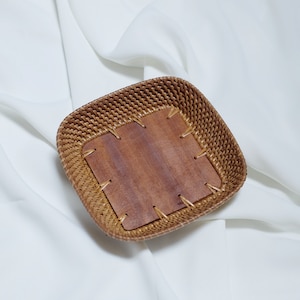 Square Rattan Card Holder / Handmade Rattan Candy Holder