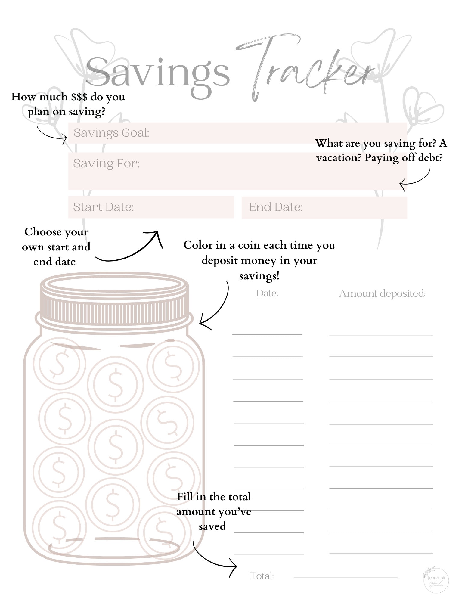 Savings Goal Template Savings Challenge Tracker Digital - Etsy