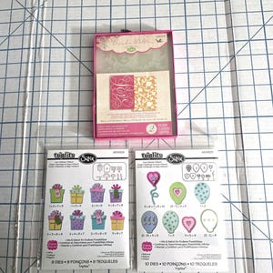 Swirling Vines Embossing Folders & Balloons and Gifts Sizzix Triplits Die Sets