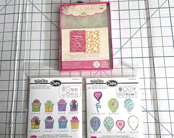 Swirling Vines Embossing Folders & Balloons and Gifts Sizzix Triplits Die Sets
