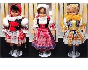 Czechoslovakian Vicnov Czech Folk Dolls 17.75 inch, 45 cm Doll 1990 NIP - 1990 Vintage