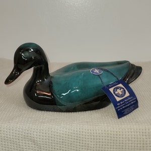 Vintage Blue Mountain Keramik Ente mit Siegel & Anhänger | Blue Mountain Keramik Ente Decoy | Vintage Keramik Ente Decoy | Blaue Berg Ente